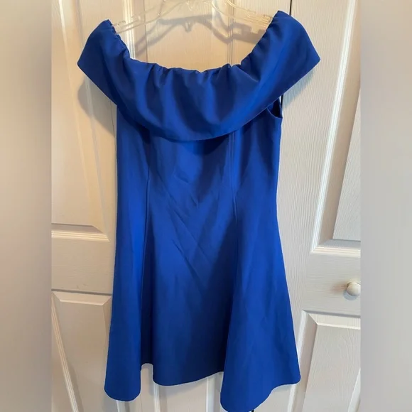 Blue Dress by Gracia size M Medium on or off shoulder with tie stretchy swing - Picture 5 of 11